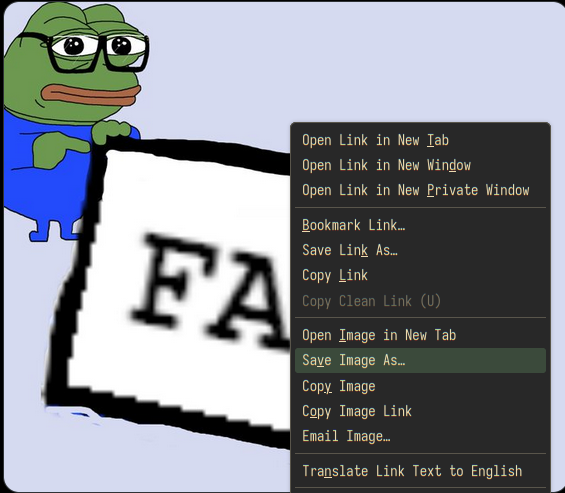 pepe glasses fact save image context menu