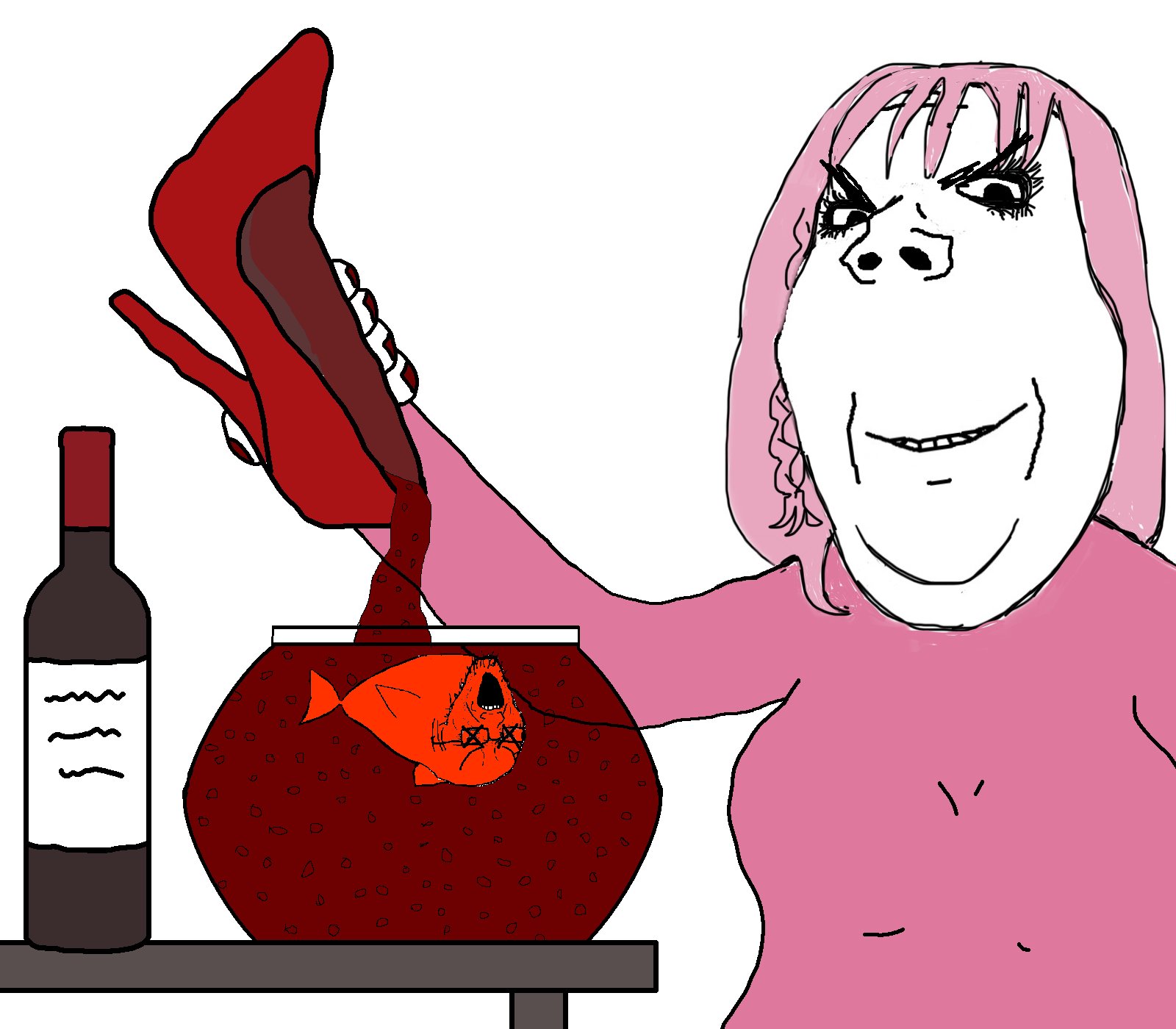 female cobson killing fish soyjak wine shoe