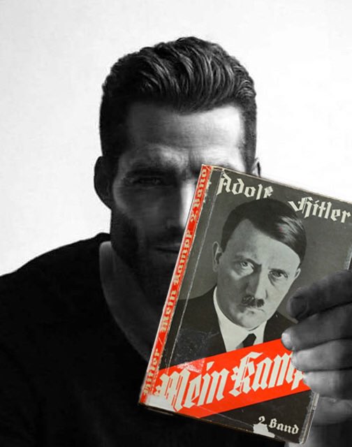 gigachad holding Mein Kampf book
