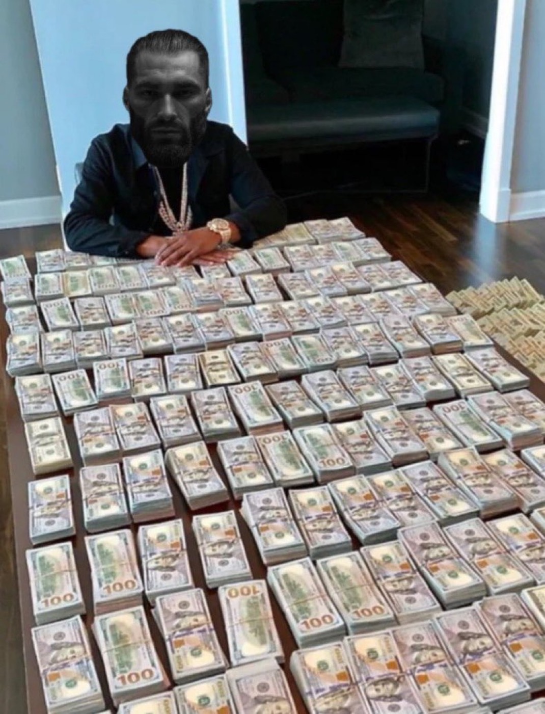 gigachad table money stacks
