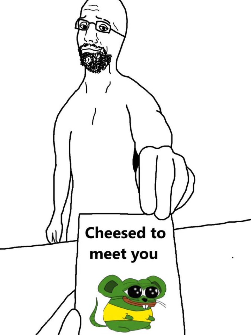 wojak giving card cheesed to meet you mouse marv pepe