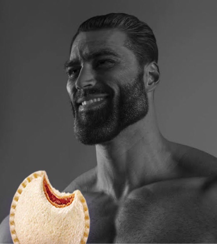 gigachad eating Uncrustables pbj