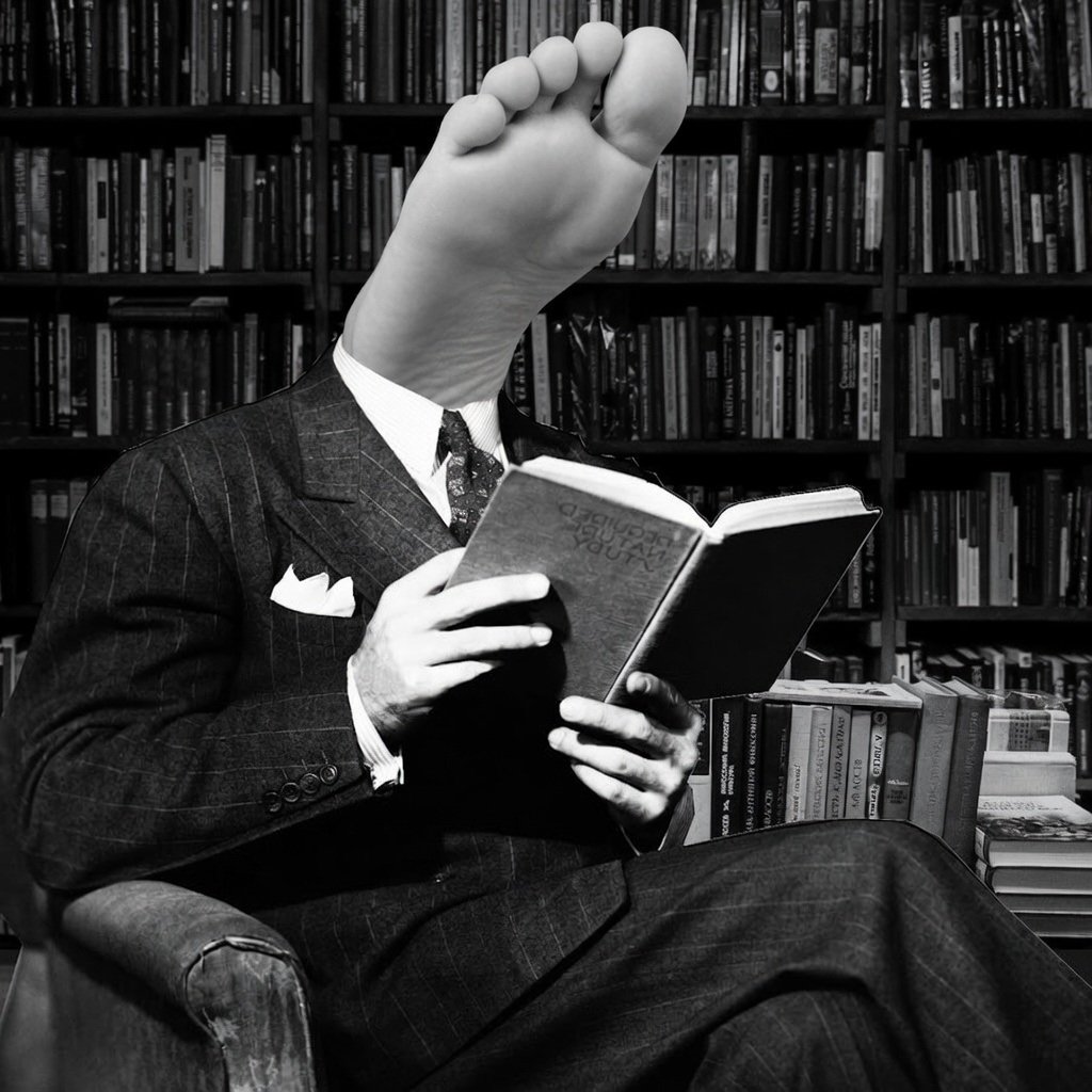 foot gigachad reading book