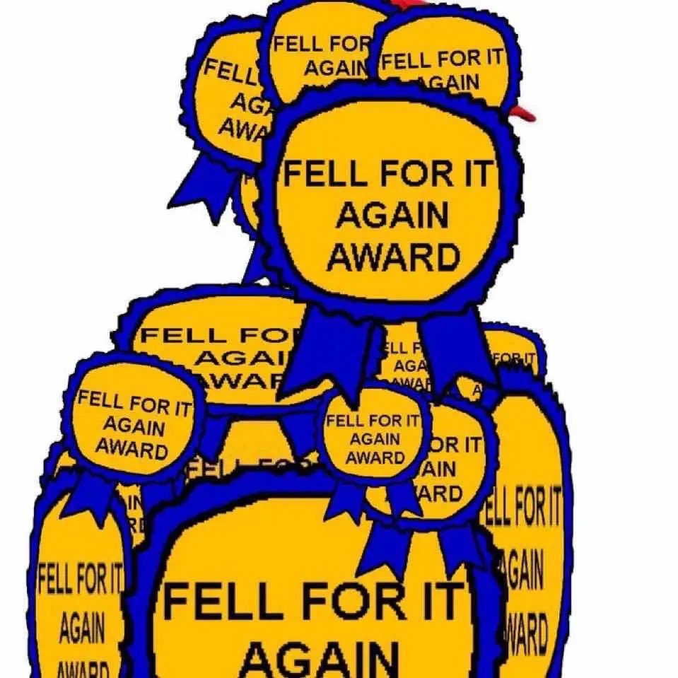 soyjak covered in multiple fell for it again awards