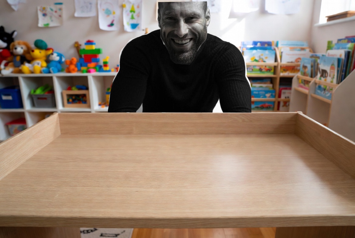 gigachad toy box smiling