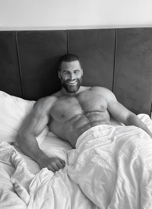 gigachad bed smiling