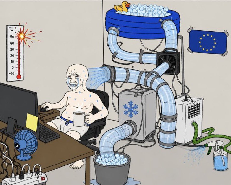 wojak sweating computer eu heatwave aircon