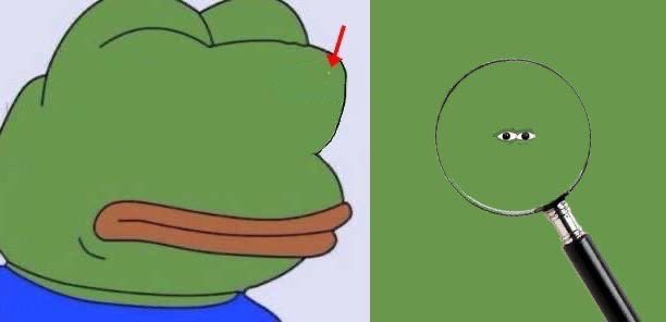 Pepe tiny eyes magnifying glass