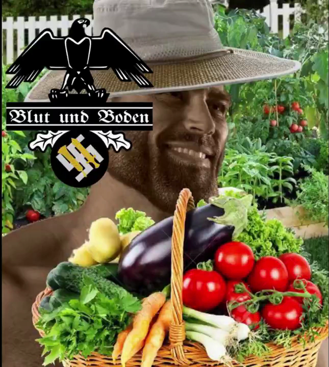 gigachad gardener hat vegetable basket nazi blut und boden