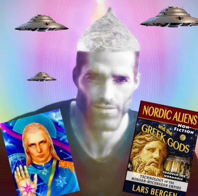 gigachad tin foil hat UFOs Nordic aliens