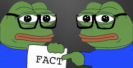 two pepe pointing fact sign