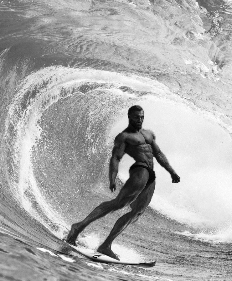 gigachad surfing wave