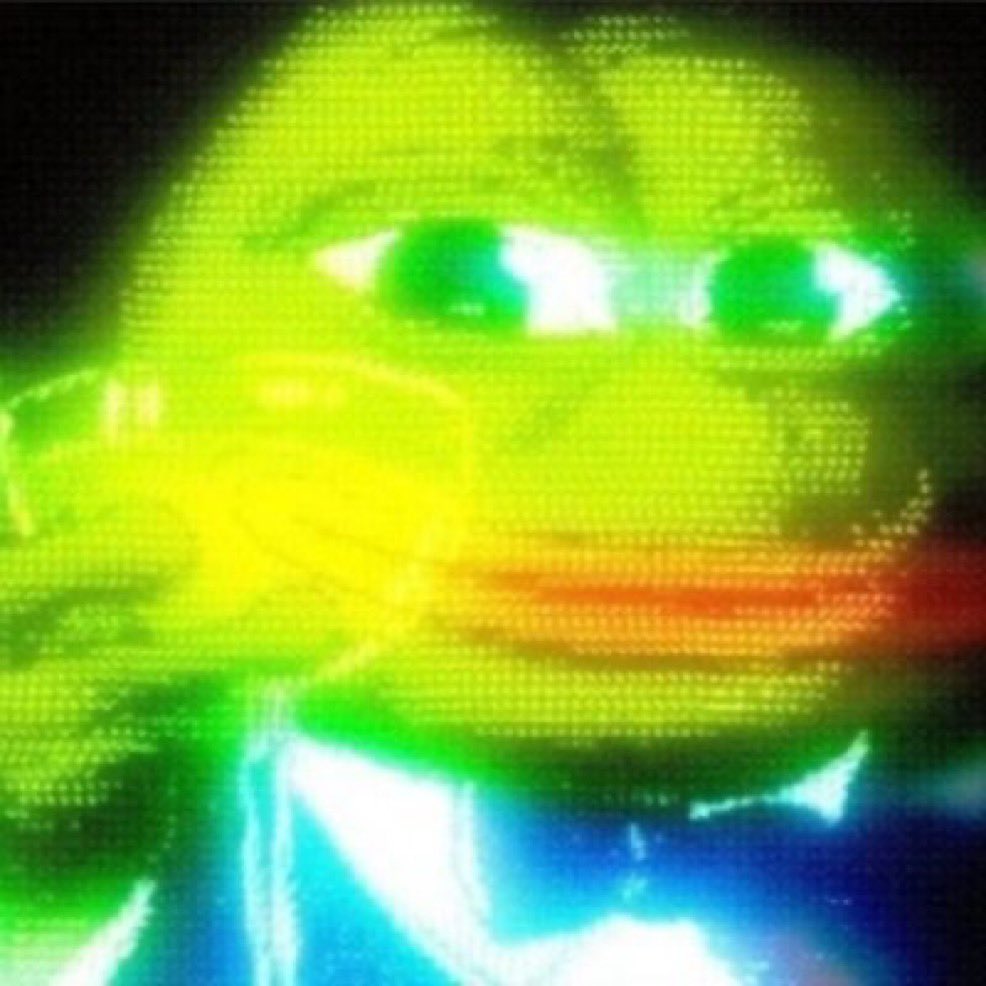 Pepe pixelated neon glow crt
