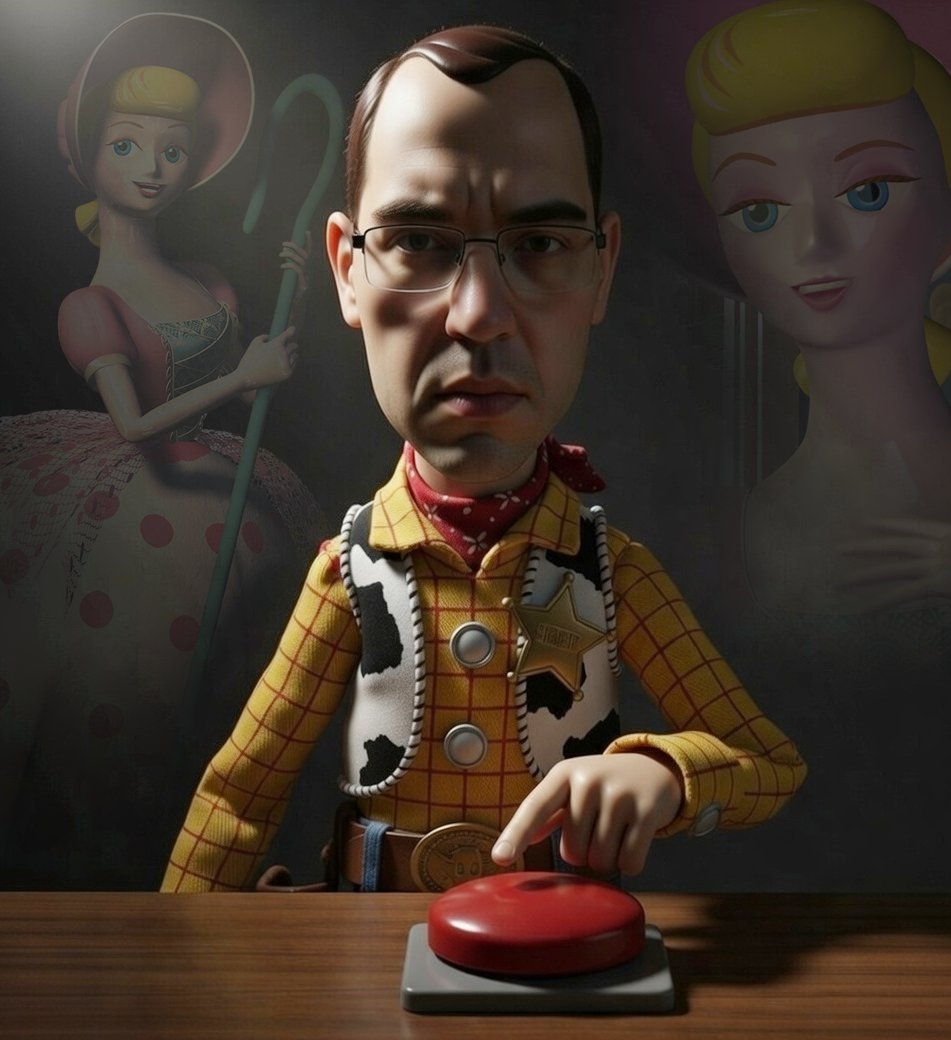 norwood chudjak woody pressing red button bo peep toy story
