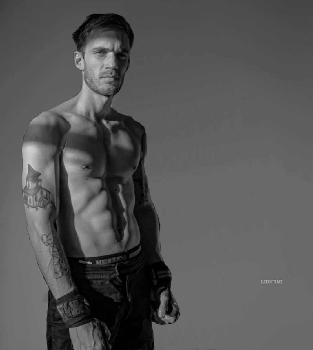 PewDiePie shirtless hand wraps gigachad