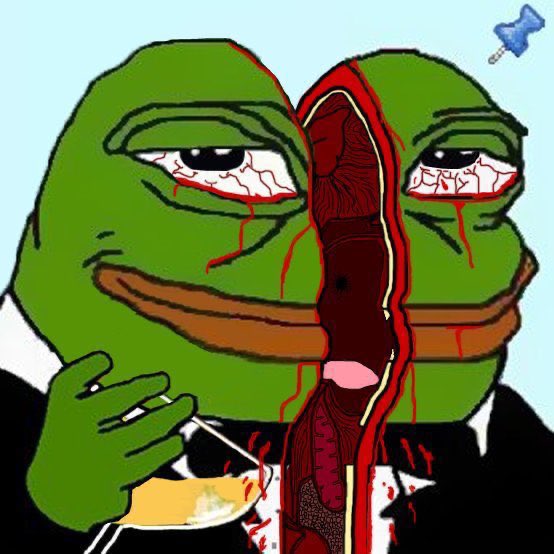 tuxedo pepe split open bloody organs dead