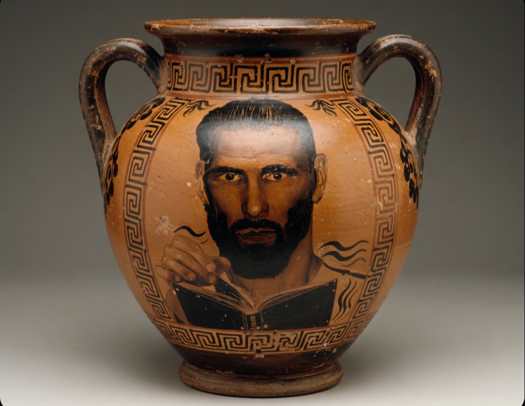 gigachad ancient greek vase reading book