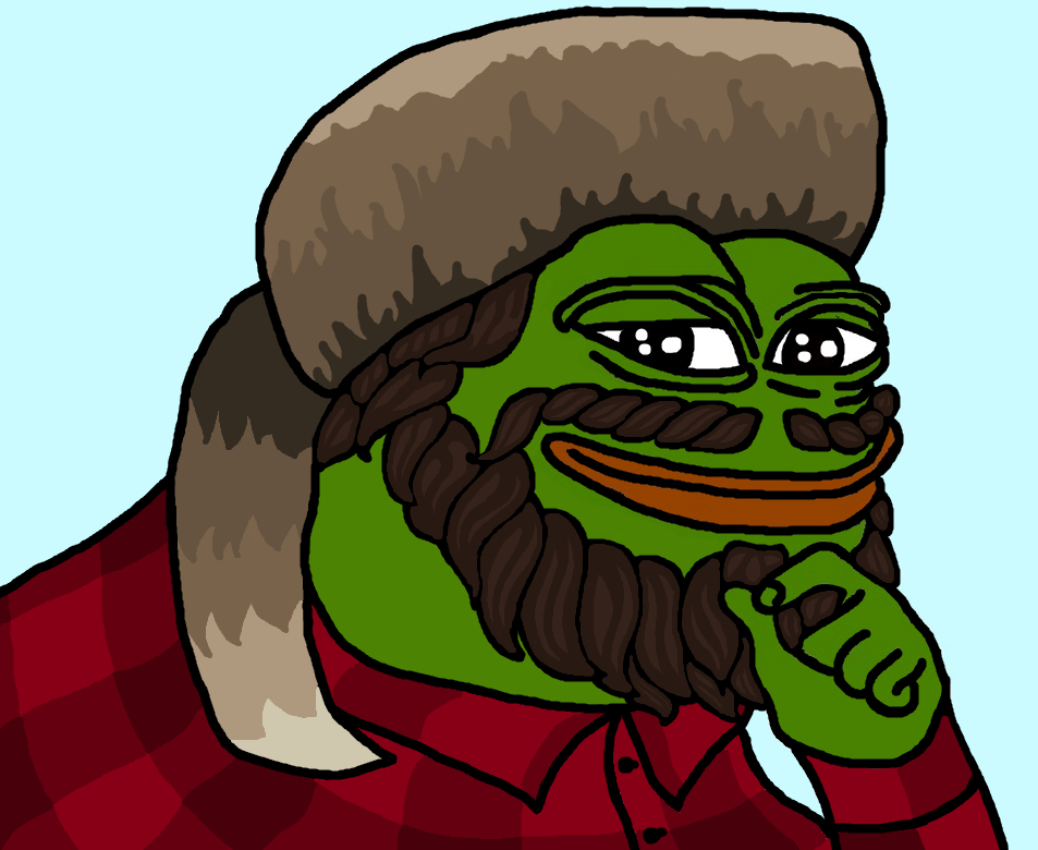pepe coonskin cap beard flannel lumberjack bunyan crockett