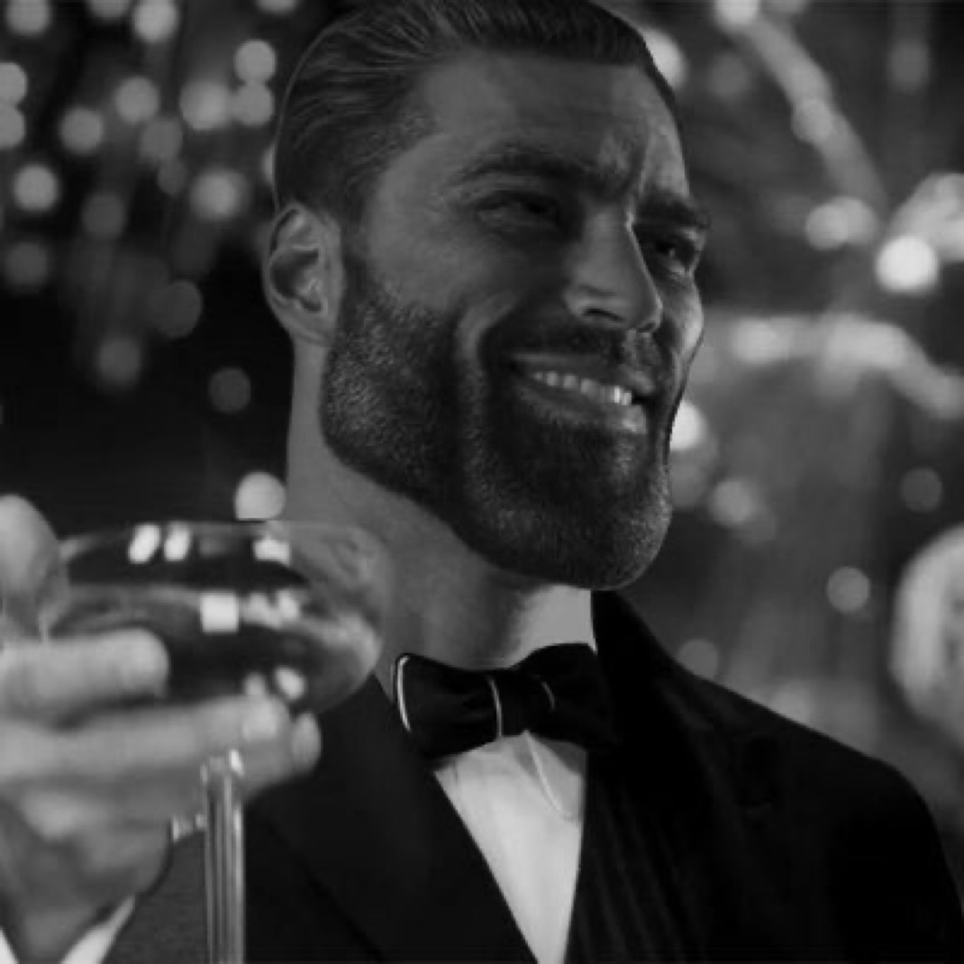 tuxedo gigachad champagne cheers