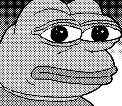 halftone dots black and white pepe
