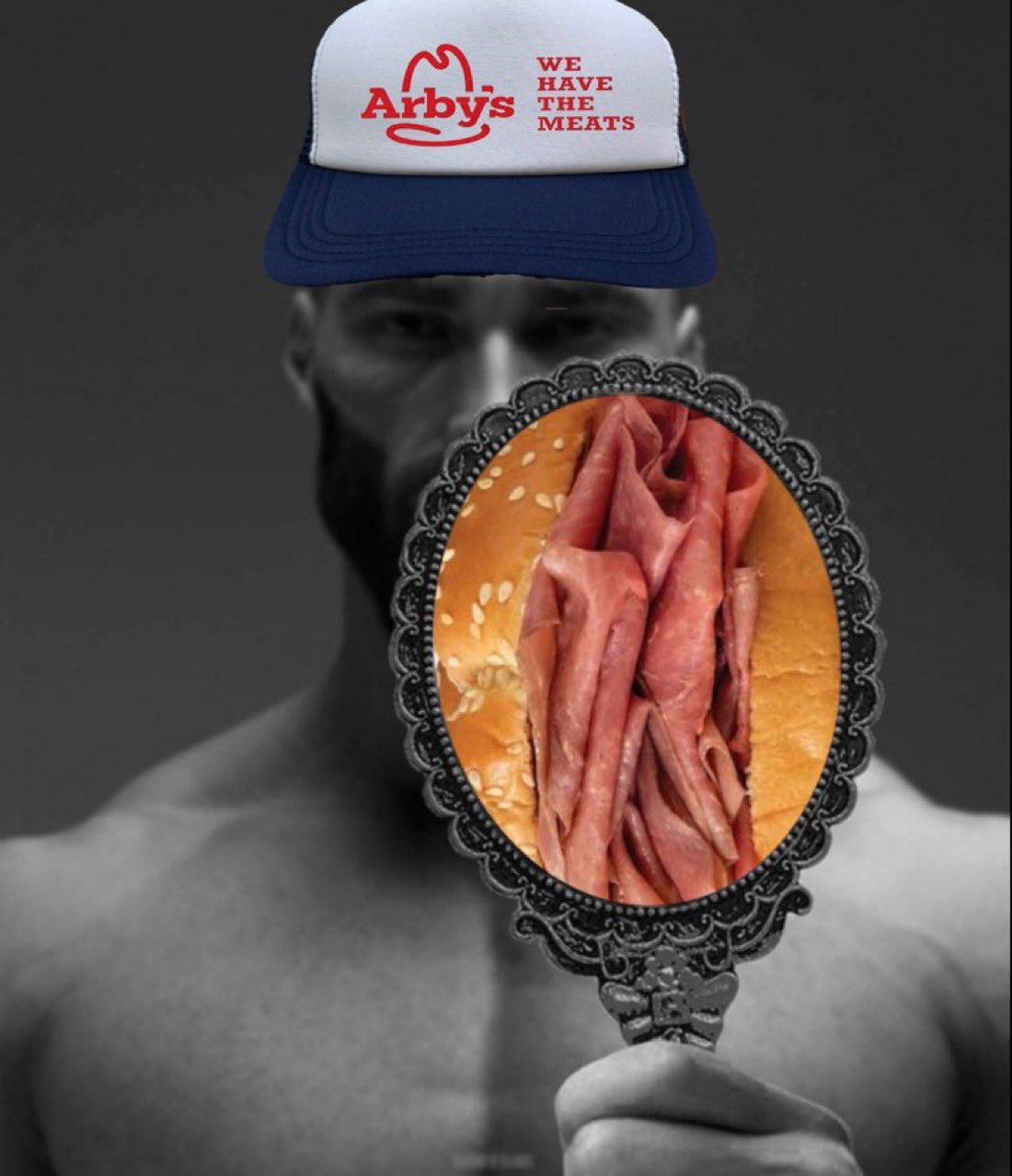 gigachad arbys roast beef mirror