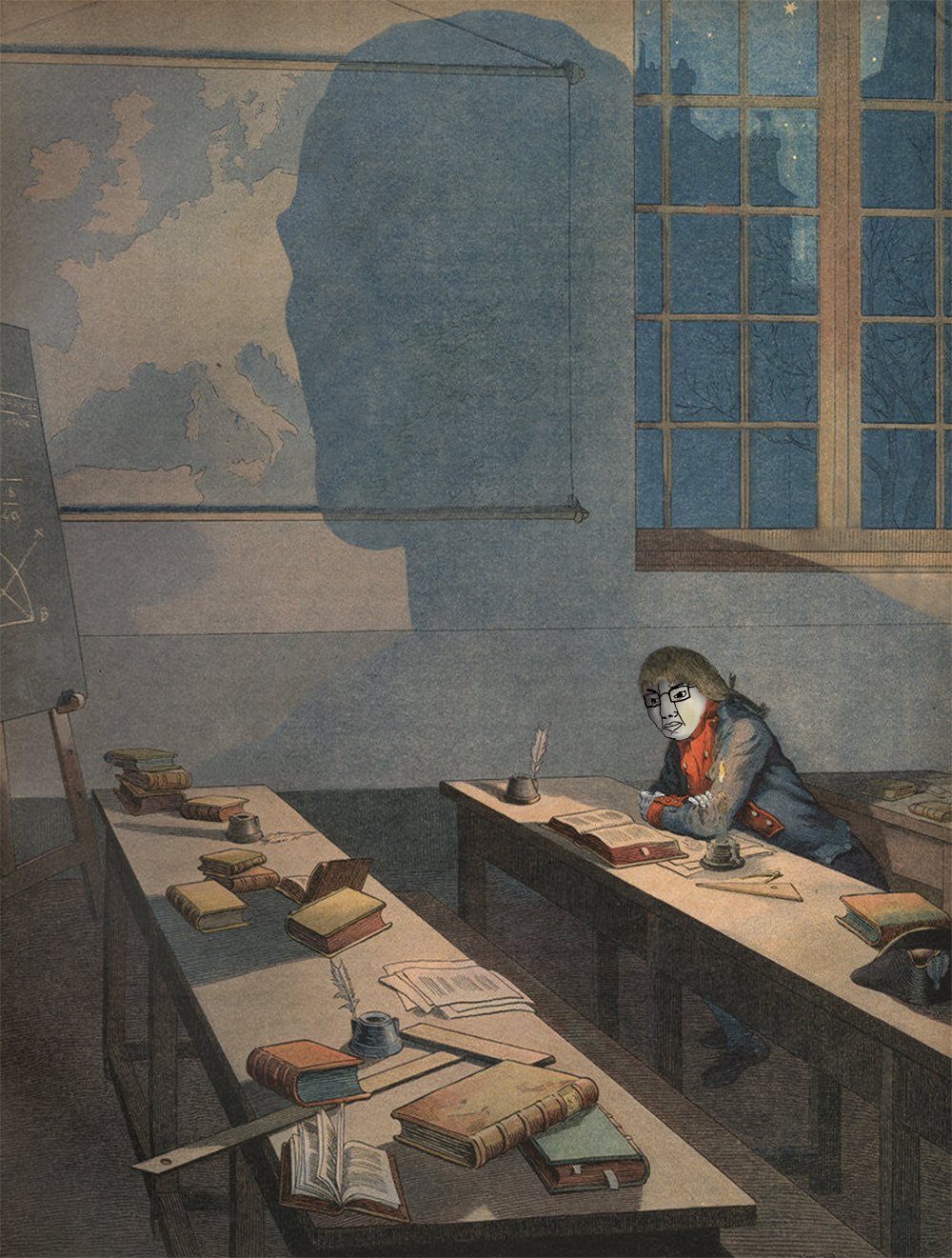 chudjak napoleon studying classroom gigachad shadow