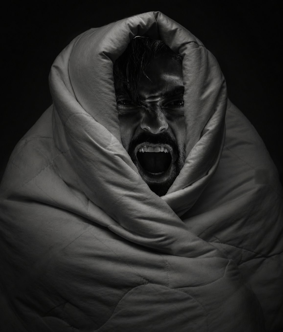Gigachad blanket scream dark