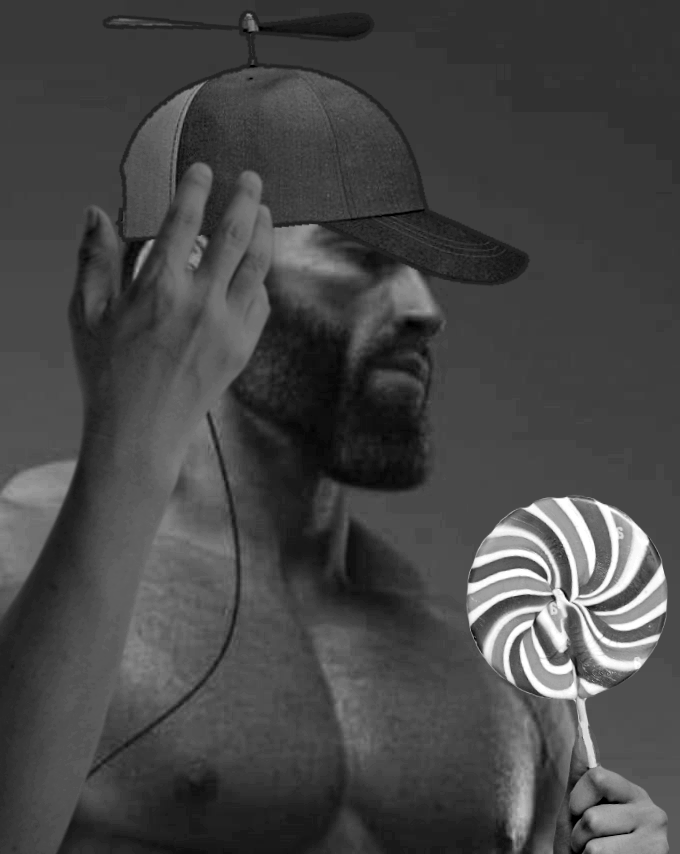 gigachad propeller hat lollipop